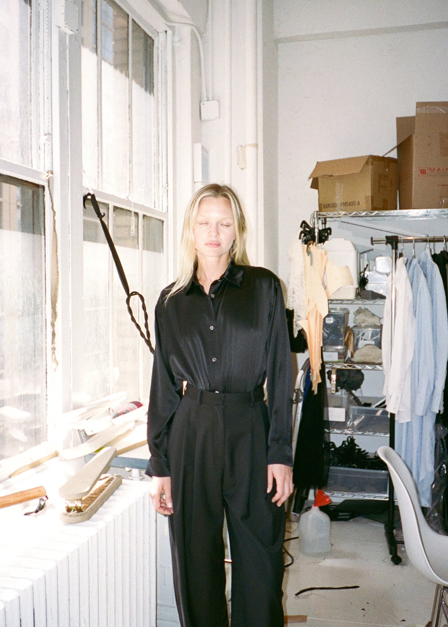 Linder Shirt Bodysuit in Silk Charmeuse