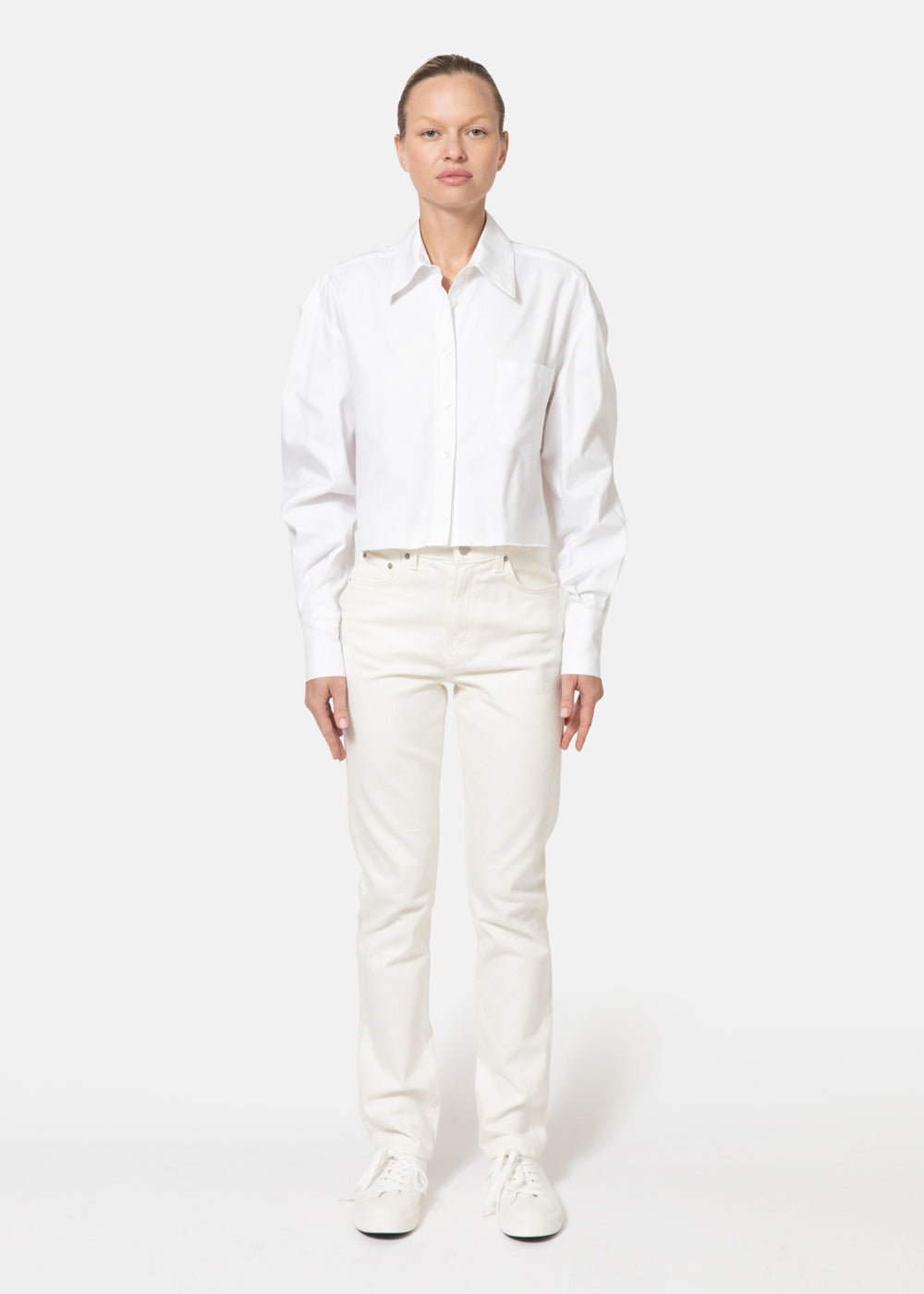 Opie Cropped Shirt in Cotton Oxford