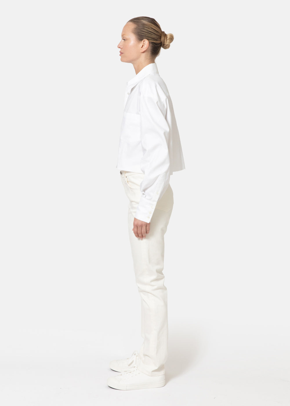 Opie Cropped Shirt in Cotton Oxford