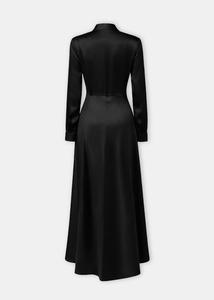 Garland Shirt Dress in Silk Satin