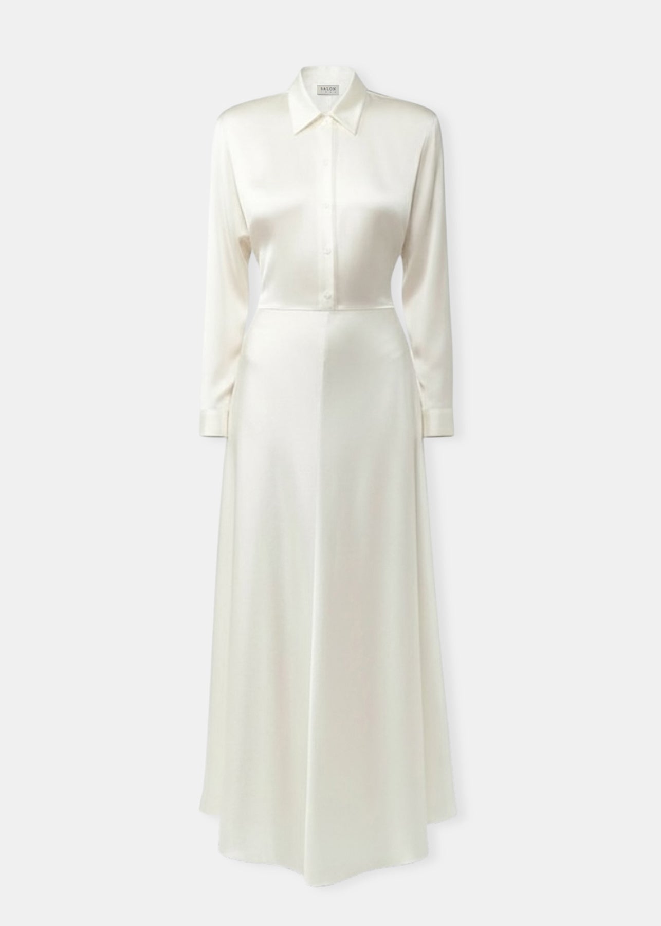 Garland Shirt Dress in Silk Satin