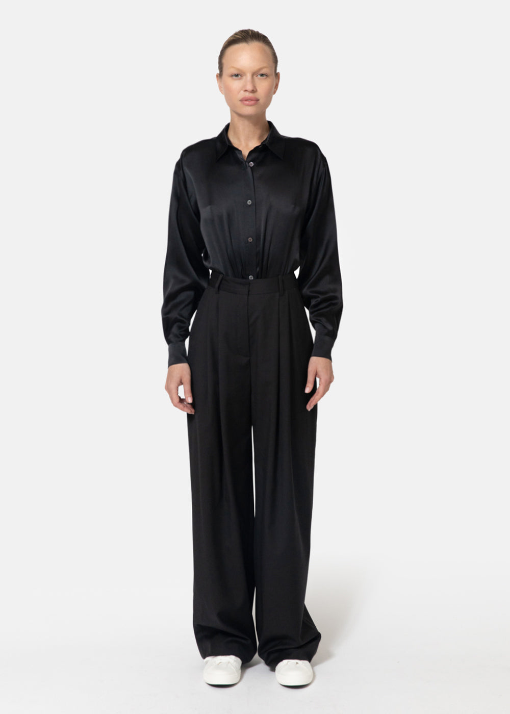 Linder Shirt Bodysuit in Silk Charmeuse