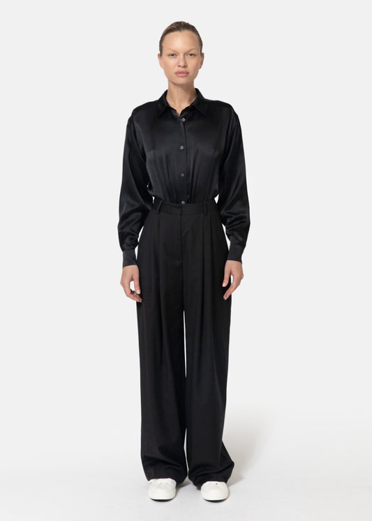Linder Shirt Bodysuit in Silk Charmeuse
