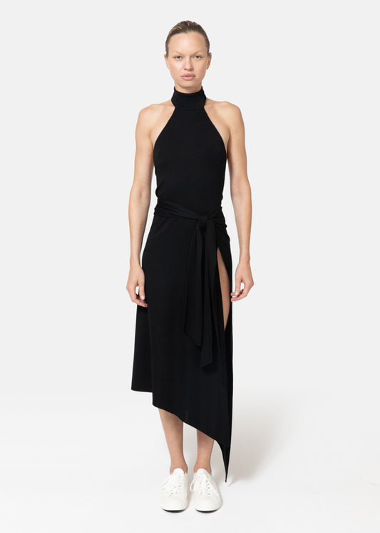 Pima Wrap Dress in Wool Jersey