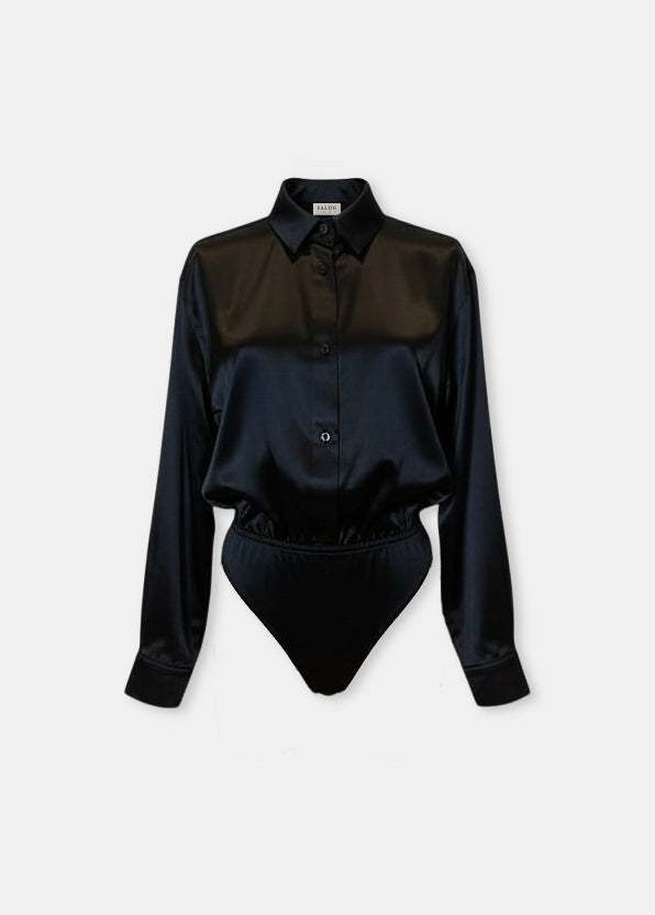 Linder Shirt Bodysuit in Silk Charmeuse